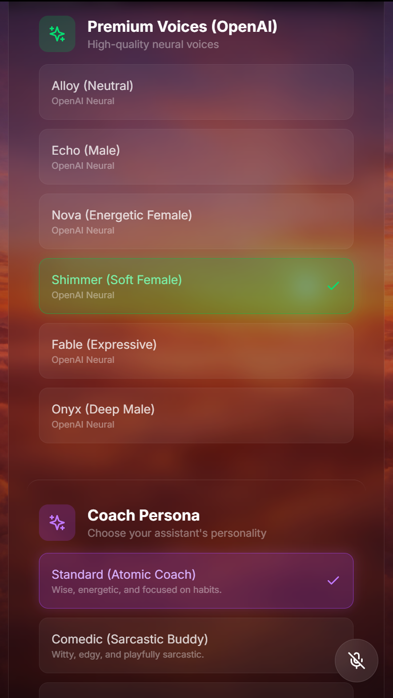 Voice coaching options